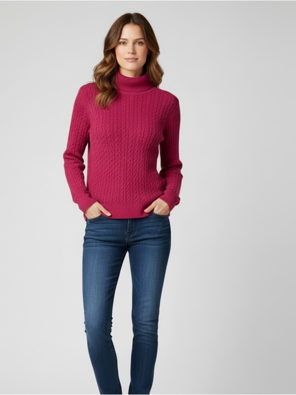 Talbots | LIKE NEW pink cable knit turtleneck sweater